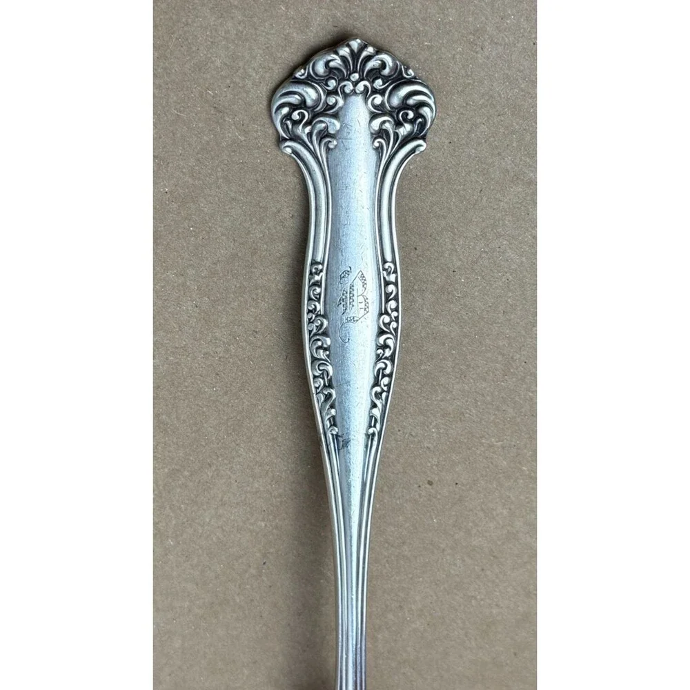 1847 Rogers Bros Antique Avon Berry Serving‎ Spoon Silverplate A1 Gold Wash 1906